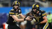 Dec 29, 2023; Arlington, Texas, USA; Missouri Tigers quarterback Brady Cook.