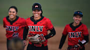 UNLV players react during a softball game against Colorado State at Ram Field on April 1, 2023, in Fort Collins. 