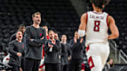 Washington State Cougars head coach David Riley shouts to his team from the bench during the first half of their game in the Acrisure Series in Palm Desert, Calif., Wednesday, Nov. 27, 2024.
