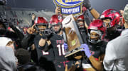 St. Joseph's Prep players celebrate winning the 2023 PIAA Class 6A state championship.