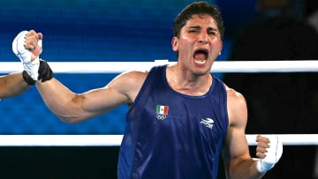 Marco Verde emocionado tras vencer a Lewis Richardson en las semifinales de la categoría 71 kg de los Juegos Olímpicos 2024