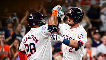 Houston Astros infielders Alex Bregman, Jon Singleton