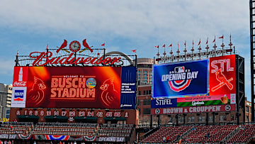 The Twins are visiting Busch Stadium in St. Louis for Opening Day, but it's expected to be sunnier than this photo taken in 2023.