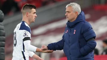 Mourinho and Lo Celso embrace during the infamous defeat at Anfield in December of 2020 - FBL-ENG-PR-LIVERPOOL-TOTTENHAM