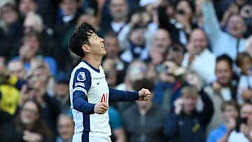 Heung Min-Son celebrates his goal against West Ham United