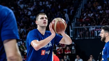 Nikola Jokic of Serbia in action during the 2022 World Cup...