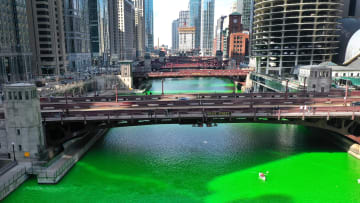 In A Surprise Move, Chicago River Dyed Green Ahead Of St Patrick's Day
