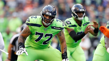 Abe Lucas of the Seattle Seahawks