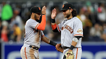 Thairo Estrada and Brandon Crawford
