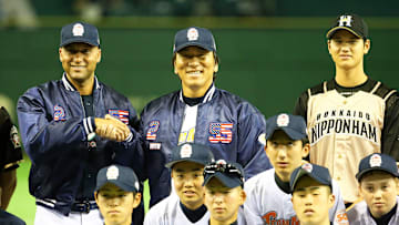 Jeter v Matsui Charity Baseball Game In Japan