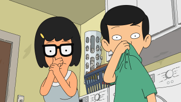 BOB'S BURGERS: Tina is determined to get some upper butt action at Chelseas party, but in her attempts to dry off her nervous butt sweat, her skirt ends up stuck in the dryer. Meanwhile, Teddy tries to get in on the familys competition of building objects from the basement trash on the all-new "Butt Sweat and Fears" episode of BOB'S BURGERS airing Sunday, May 19 (9:00-9:30 PM ET/PT) on FOX. BOBS BURGERS © 2024 by 20th Television