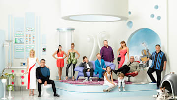 MODERN FAMILY - ABC's "Modern Family" stars Julie Bowen as Claire Dunphy, Ty Burrell as Phil Dunphy, Ariel Winter as Alex Dunphy, Sarah Hyland as Haley Dunphy, Nolan Gould as Luke Dunphy, Jesse Tyler Ferguson as Mitchell Pritchett, Eric Stonestreet as Cameron Tucker, Aubrey Anderson-Emmons as Lily Tucker-Pritchett, Sofia Vergara as Gloria Delgado-Pritchett, Jeremy Maguire as Joe Pritchett, Ed O'Neill as Jay Pritchett and Rico Rodriguez as Manny Delgado. (ABC/Bob D’Amico)