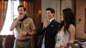 “The Not-So-Silent Partner” – Sam and Jay are forced to cover when Mark demands to meet the silent investor in Jay’s restaurant who has been holding up construction, on the CBS Original series GHOSTS, Thursday, Jan. 30 (8:30-9:00 PM, ET/PT) on the CBS Television Network, and streaming on Paramount+ (live and on demand for Paramount+ with SHOWTIME subscribers, or on demand for Paramount+ Essential subscribers the day after the episode airs)*. Pictured (L-R): Richie Moriarty as Pete, Asher Grodman