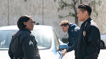 9-1-1 - ÒLab RatsÓ - Athena and Buck are in a race against time to rescue the rest of the 118 following the fire in the bio lab. THURSDAY, APRIL 17 (THURSDAY, APRIL 17) on ABC. (Disney/Christopher Willard) 
ANGELA BASSETT, OLIVER STARK, CHRIS WU