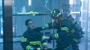 9-1-1 - ÒLab RatsÓ - Athena and Buck are in a race against time to rescue the rest of the 118 following the fire in the bio lab. THURSDAY, APRIL 17 (THURSDAY, APRIL 17) on ABC. (Disney/Christopher Willard) 
KENNETH CHOI, ANIRUDH PISHARODY