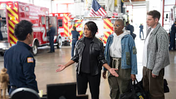 9-1-1 - ÒThe Last AlarmÓ - Following the tragic events at the lab, the 118 must come together to lay their fallen hero to rest. Meanwhile, despite her own grief, Athena re-investigates the death of a child to help a grieving mother. THURSDAY, MAY 1 (8:00-9:00 p.m. EDT) on ABC. (Disney/Christopher Willard) 
KENNETH CHOI, ANGELA BASSETT, AISHA HINDS, OLIVER STARK