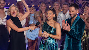 DANCING WITH THE STARS - “Premiere” (3401) - “Dancing with the Stars” returns for its 20th anniversary. Cohosted by Alfonso Ribeiro and Julianne Hough, with judges Carrie Ann Inaba, Bruno Tonioli and Derek Hough, the ballroom welcomes 14 new celebrities for their first live performance. TUESDAY, SEPT. 16 (8:00-10:00 p.m. EDT) on ABC. (Disney/Eric McCandless) 
JULIANNE HOUGH, DANIELLE FISHEL, PASHA PASHKOV