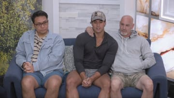 BIG BROTHER season 26 July 24 on the CBS Television Network and live streaming on Paramount+ and PlutoTV. Pictured: Kimo Apaka, Matt Hardeman and kenny Kelley. Photo: CBS ©2024 CBS Broadcasting, Inc. All Rights Reserved. Highest quality screengrab available.