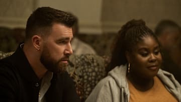 FX's Grotesquerie -- Episode 7 (airs Wednesday, October 16 at 10 p.m. ET/PT) Pictured (L-R): Travis Kelce, Raven Goodwin as Merritt Tryon. 