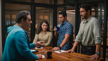 “Past Due” – The discovery of a dead former MI6 agent uncovers secrets from Tennant’s past, forcing her to go to extreme lengths to track down the killer, on part one of the second season finale of the CBS Original series NCIS: HAWAI’I, Monday, May. 15 (10:00-11:00 PM, ET/PT) on the CBS Television Network, and available to stream live and on demand on Paramount+*. Pictured: Jason Antoon as Ernie Malik, Yasmine Al-Bustami as Lucy Tara, Alex Tarrant as Kai Holman, and Noah Mills as Jesse Boone.