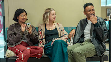 "ADULTS" -- “Have You Seen This Man?” -- Season 1, Episode 3 — Pictured (L-R): Amita Rao as Issa, Lucy Freyer as Billie, Owen Thiele as Anton