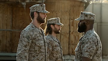 Raife Hastings (Tom Hopper), Ben Edwards (Taylor Kitsch) in The Terminal List: Dark Wolf on Prime Video