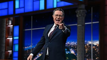 The Late Show with Stephen Colbert during Thursday’s September 25, 2025 show. Photo: Scott Kowalchyk ©2025 CBS Broadcasting Inc. All Rights Reserved.