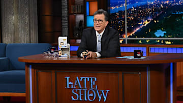 The Late Show with Stephen Colbert and during Tuesday’s September 2, 2025 show. Photo: Scott Kowalchyk ©2025 CBS Broadcasting Inc. All Rights Reserved.