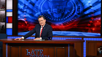 The Late Show with Stephen Colbert during Thursday’s September 18, 2025 show. Photo: Scott Kowalchyk ©2025 CBS Broadcasting Inc. All Rights Reserved.