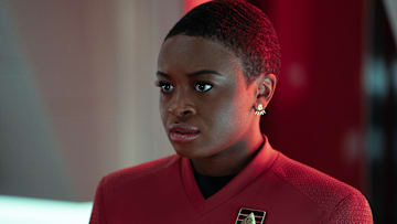 Celia Rose Gooding as Uhura of the Paramount+ original series STAR TREK: STRANGE NEW WORLDS. Photo Cr: Marni Grossman/Paramount+ ©2022 CBS Studios. All Rights Reserved.