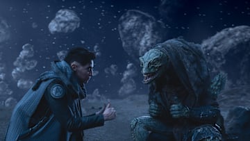 Melissa Navia as Ortegas and The Gorn in season 3, Episode 9 of Strange New Worlds streaming on Paramount+.