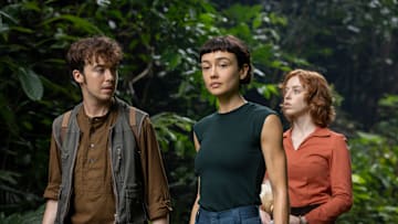 Alex Lawther as Hermit, Sydney Chandler as Wendy, Lily Newmark as Nibs in Alien: Earth episode 7, “Emergence.” CR: Patrick Brown/FX.