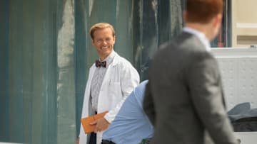 “The Edge” – NCIS: Origins season 2 - Pictured (L-R): Adam Campbell as Dr. Donald “Ducky” Mallard. Photo: Greg Gayne/CBS ©2025 CBS Broadcasting, Inc. All Rights Reserved.