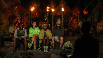 “Committing to the Bit” – Castaways must fly blind during the immunity challenge, leaving one tribe with tribal council in their sights. The rising tensions within the losing tribe culminate in a historic tribal council, on SURVIVOR, Wednesday, March 12 (8:00-9:30 PM, ET/PT) on the CBS Television Network, and available to stream on Paramount+*. Jeff Probst serves as host and executive producer. Pictured (L-R): Cedrek McFadden, Mary Zheng, Saiounia “Sai” Hughley, and Justin Pioppi. Photo: Robert