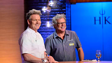 HELL'S KITCHEN: L-R: Gordon Ramsay with guest chef George Motz in the HELL'S KITCHEN “Homesick In Hell” episode airing Thursday, Oct. 24 (8:00- 9:01 PM ET/PT) on FOX. CR: FOX. ©2024 FOX Media LLC.