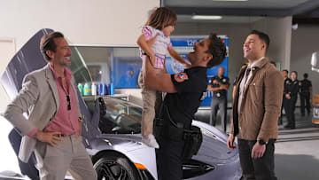 9-1-1 LONE STAR: L-R: Guest star Henry Ian Cusick, Ronen Rubinstein and Rafael Silva in the "Kiddos" episode of 9-1-1 LONE STAR airing Monday, Nov 11 (8:00-9:02 PM ET/PT) on FOX. © 2024 Fox Media LLC.