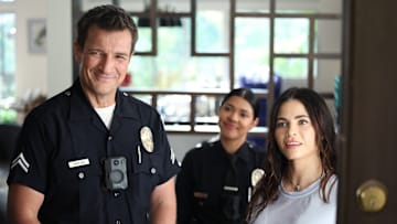 THE ROOKIE - ÒStrike BackÓ - In the aftermath of the assaults in the explosive season five finale, the team must now try to understand why they were targeted and if there is a bigger plan in place. Meanwhile, Nolan must survive his last shift before his wedding to Bailey. TUESDAY, FEB. 20 (9:00-10:00 p.m. EST), on ABC. (Disney/Raymond Liu)
NATHAN FILLION, LISSETH CHAVEZ, JENNA DEWAN