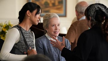 “Crash Helmets On” – Matty and Sarah pose as grandmother and granddaughter in order to gather information at a senior living facility facing a wrongful death suit, on MATLOCK, Thursday, Feb. 6 (9:01-10:00 PM, ET/PT) on the CBS Television Network, and streaming on Paramount+ (live and on demand for Paramount+ with SHOWTIME subscribers, or on demand for Paramount+ Essential subscribers the day after the episode airs)*. Pictured (L-R): Leah Lewis as “Sarah Franklin” and Kathy Bates as “Madeline
