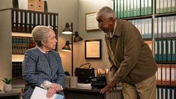 “Crash Helmets On” – Matty and Sarah pose as grandmother and granddaughter in order to gather information at a senior living facility facing a wrongful death suit, on MATLOCK, Thursday, Feb. 6 (9:01-10:00 PM, ET/PT) on the CBS Television Network, and streaming on Paramount+ (live and on demand for Paramount+ with SHOWTIME subscribers, or on demand for Paramount+ Essential subscribers the day after the episode airs)*. Pictured (L-R): Kathy Bates as “Madeline Matlock” and Hal Williams as “Autry”.