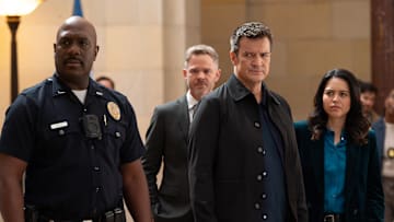 THE ROOKIE - “The Good, The Bad, And The Oscar” - John and Harper work together to catch Oscar; Angela investigates a bank robbery; Lucy and Tim learn to adapt to her new schedule, and Miles’ first date takes an unexpected turn. TUESDAY, MAY 13 (9:00-10:01 p.m. EDT) on ABC. (Disney/Mike Taing) 
RICHARD T. JONES, SHAWN ASHMORE, NATHAN FILLION, ALYSSA DIAZ