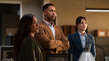 Amber Oliveras (Jessica Camacho), Keyonte Bell (Elliot Knight), and Evan Shepherd (Violett Beane) in COUNTDOWN Photo: ELIZABETH MORRIS © AMAZON CONTENT SERVICES LLC