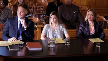 CRUEL SUMMER - "Hostile Witness" - Kate and Jeanette's worlds collide as the court date arrives, finally forcing the two young women to answer the question on everyone's mind, but the answer comes with a price that not everyone can pay. The season finale of "Cruel Summer" airs Tuesday, June 15 at 10:00 p.m. on Freeform. (Freeform/Bill Matlock)
JASON DOUGLAS, OLIVIA HOLT, ANDREA ANDERS