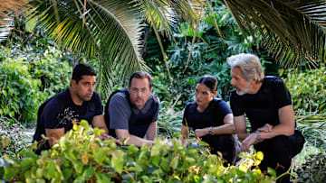 “Prodigal Son (Part II)” – NCIS. Pictured (L-R): Wilmer Valderrama as NCIS Special Agent Nicholas “Nick” Torres, Sean Murray as Special Agent Timothy McGee, Katrina Law as NCIS Special Agent Jessica Knight, and Gary Cole as NCIS Special Agent Alden Parker. Photo: Sonja Flemming/CBS ©2025 CBS Broadcasting, Inc. All Rights Reserved.