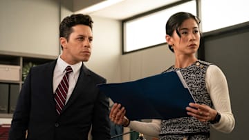 “Crash Helmets On” – Matty and Sarah pose as grandmother and granddaughter in order to gather information at a senior living facility facing a wrongful death suit, on MATLOCK, Thursday, Feb. 6 (9:01-10:00 PM, ET/PT) on the CBS Television Network, and streaming on Paramount+ (live and on demand for Paramount+ with SHOWTIME subscribers, or on demand for Paramount+ Essential subscribers the day after the episode airs)*. Pictured (L-R): David Del Rio as “Billy Martinez” and Leah Lewis as “Sarah