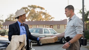 “The Edge” – NCIS:Origins - Pictured (L-R): Adam Campbell as Dr. Donald “Ducky” Mallard and Austin Stowell as Leroy Jethro Gibbs. Photo: Greg Gayne/CBS ©2025 CBS Broadcasting, Inc. All Rights Reserved.