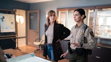 “Firewall” – Sheriff Country -- Diane Farr as Sharon and Morena Baccarin as Sheriff Mickey Fox. Photo: Marni Grossman /CBS ©2025 CBS Broadcasting, Inc. All Rights Reserved.