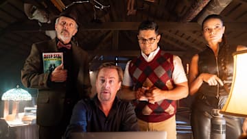 “Page-Turner” – Pictured: Gary Cole as Alden Parker / Professor Parkman, Sean Murray as Timothy McGee / McGregor, Wilmer Valderrama as S.S. Nicolas Torres / Rick Soares and Katrina Law as NCIS S.A. Jessica Knight / Knightingdale. Photo: Bill Inoshita/CBS ©2025 CBS Broadcasting, Inc. All Rights Reserved.