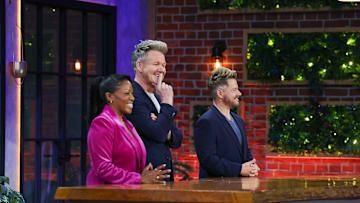 NEXT LEVEL CHEF: L-R: Nyesha Arrington, Gordon Ramsay and Richard Blais in the NEXT LEVEL CHEF episode "Pro Chef" airing Thursday, Feb. 27 (8:00-9:00 PM ET/PT) on FOX. CR: Lorraine O’Sullivan / FOX. ©2025 FOX Media LLC.