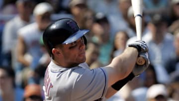 Mets 3B David Wright hits a solo home run in the second inning, in the second game of the Subway Series at Yankee Stadium on June 26, 2005. 