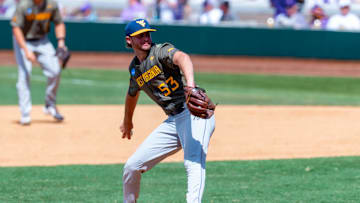 Pitcher Tyler Hudson 53, The LSU Tigers take on the West Virginia Mountaineers in game 1 of the 2025 NCAA Div 1 Super Regional Baseball Championship at Alex Box Stadium in Baton Rouge, LA. Saturday, June 7, 2025. Saturday, June 7, 2025.